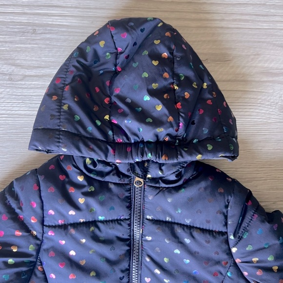ME JANE rainbow heart puffer hooded jacket size 24M - Picture 4 of 16